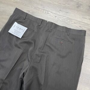W.H.‎ Belk Ultimo Microfiber Dress Pants Mens 42x32 Brown Pleated Cuffed